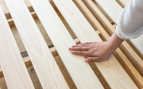 折りたたみひのきスノコベッド　ロータイプ　シングル