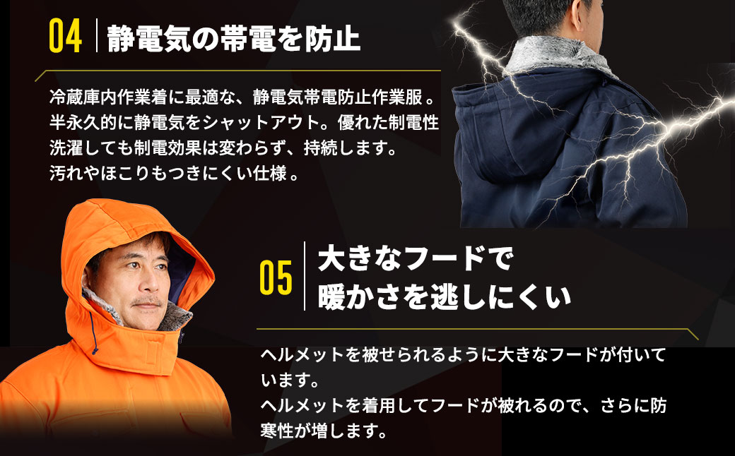 【-30℃に耐える】冷凍倉庫用防寒コート7300（ネイビー/L） L