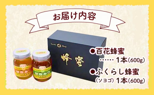 升田養蜂場のはちみつ ふくらしと百花の蜂蜜セット 600g×2種類 国産 非加熱 香料無添加 ハニー お取り寄せ グルメ 産地直送 ふるさと納税 ギフト 贈答 プレゼント 広島県産 スーパーフード パンケーキ ヨーグルト 三次市/升田養蜂場 [APAE007]
