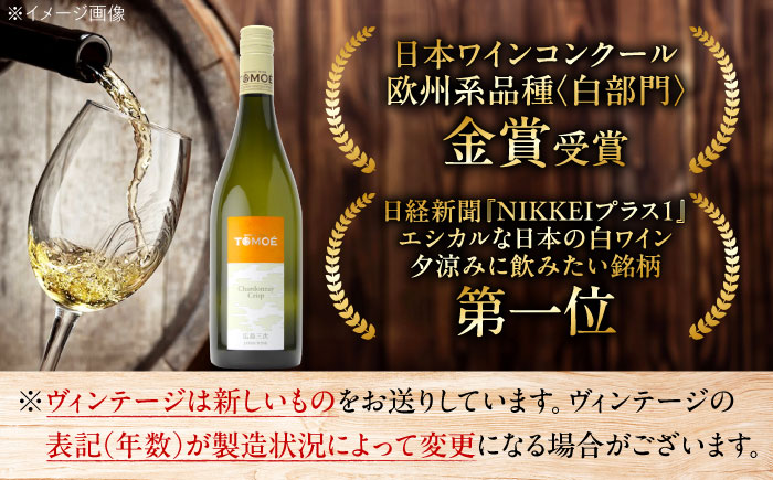 【全3回定期便】TOMOE シャルドネ クリスプ 白ワイン 辛口 750ml 1本 ワイン 受賞 ギフト ぶどう 葡萄 ブドウ 爽やか 三次市 / 広島三次ワイナリー [APAZ054]