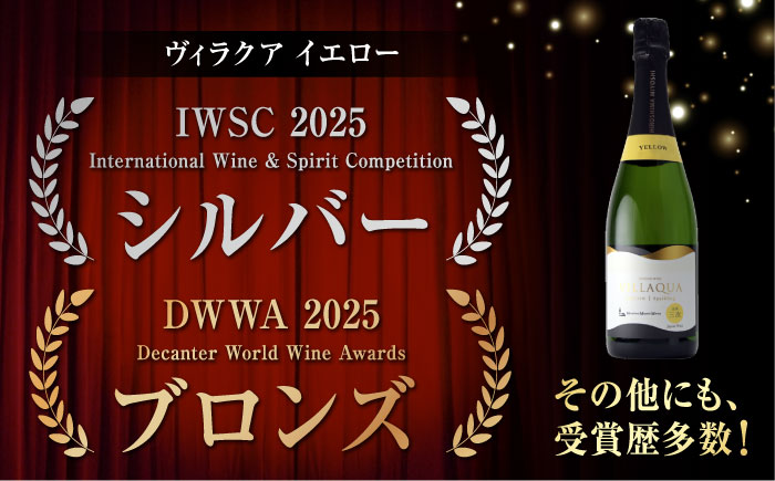 VILLAQUA イエロー・グリーン 750ml 2本セット ワインセット 白ワイン ワイン スパークリングワイン 発泡性 辛口 ギフト 広島 三次 酒 三次市 / 広島三次ワイナリー [APAZ155]