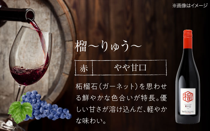 【全2回定期便】 榴 ~りゅう~ RYU 750ml×1本 赤ワイン ワイン やや甘口 ギフト 広島 三次 酒 国産ワイン 日本ワイン 三次市 / 広島三次ワイナリー [APAZ137]