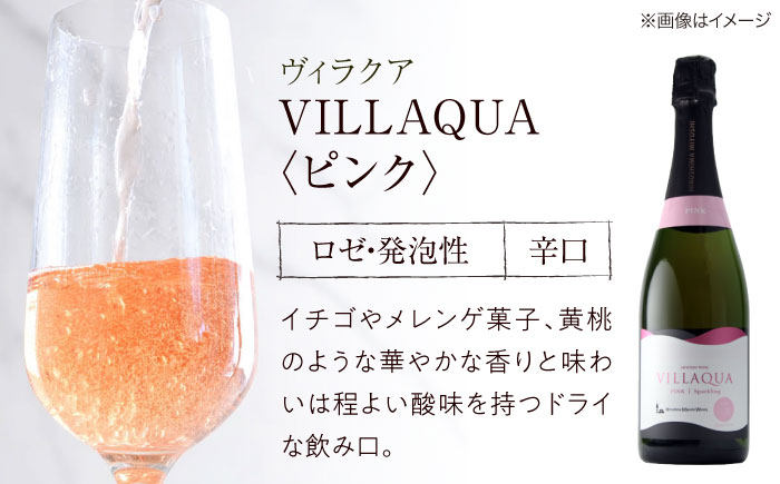VILLAQUA ピンク・イエロー 750ml 2本セット ワインセット 白ワイン ロゼ ワイン スパークリングワイン 発泡性 辛口 ギフト 広島 三次 酒 三次市 / 広島三次ワイナリー [APAZ154]