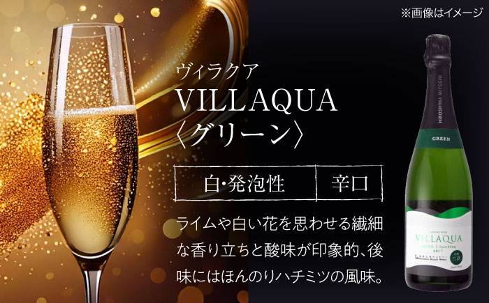 VILLAQUA グリーン・ピンク 750ml 2本セット ワインセット 白ワイン ロゼ ワイン スパークリングワイン 発泡性 辛口 ギフト 広島 三次 酒 三次市 / 広島三次ワイナリー [APAZ156]