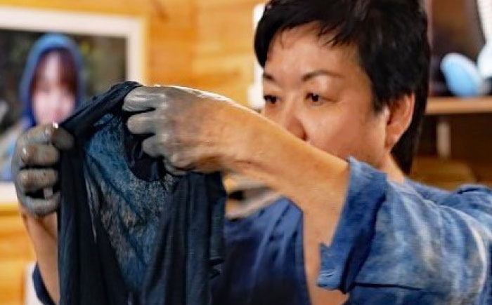 藍染め帆布バッグ（大/ドット柄） トート バッグ 雑貨 バック レディース メンズ ハンドメイド 鞄 かばん 三次市/染工房奈つ [APAF003]