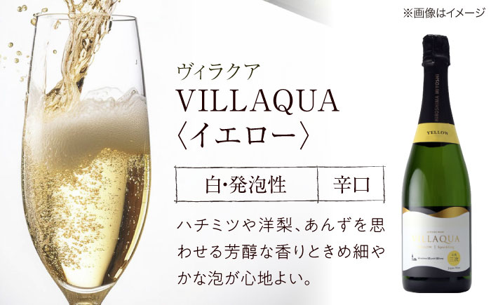 VILLAQUA ピンク・イエロー 750ml 2本セット ワインセット 白ワイン ロゼ ワイン スパークリングワイン 発泡性 辛口 ギフト 広島 三次 酒 三次市 / 広島三次ワイナリー [APAZ154]