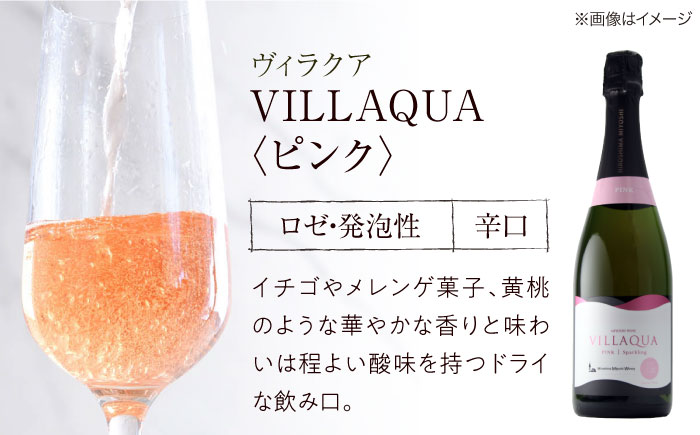 VILLAQUA グリーン・ピンク 750ml 2本セット ワインセット 白ワイン ロゼ ワイン スパークリングワイン 発泡性 辛口 ギフト 広島 三次 酒 三次市 / 広島三次ワイナリー [APAZ156]