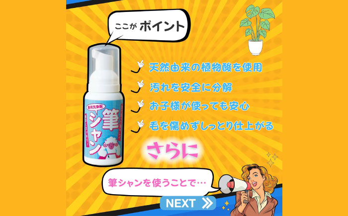 筆用洗浄剤 筆シャン (90mL×2本) 毛筆 書道筆 筆 ふで 洗剤 シャンプー 石鹸 せっけん 筆洗い 筆洗 ふであらい 書道 習字 三次市 / 株式会社リピカ [APDB002]