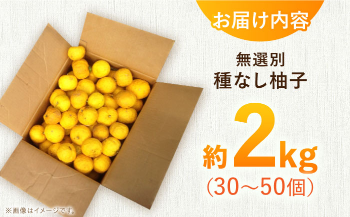 【先行予約】【11月中旬から12月中旬に順次発送】 種なし柚子 2kg（30から50個）ゆず 種無し ユズ 多田錦 三次産 種なし 柚子 三次市/小さなくだもの畑 [APAQ001]