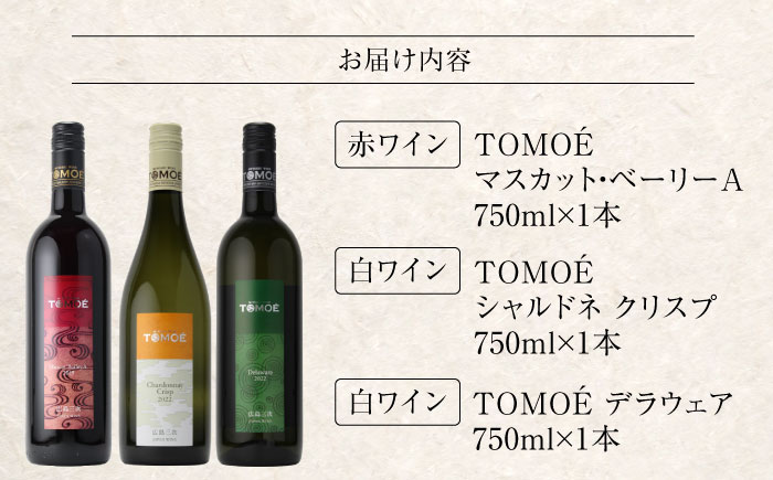 ～TOMOE 厳選3種～おすすめ飲み比べ3種セット おさけ 洋酒 受賞 飲み比べ 国産 ギフト 贈答 プレゼント ぶどう 葡萄 広島県産 三次市/広島三次ワイナリー [APAZ027]