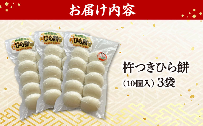 【先行予約】 お餅 ＜12月25日～年内順次発送＞ 杵つき餅 真空パック ひら餅 10個×3 お餅 杵つき 餅 おせち モチ 雑煮 広島 三次市 / 福田農場 [APBM014]