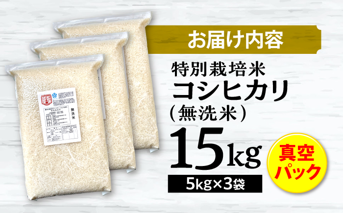 【先行予約】【9月中旬から順次発送】特別栽培米 コシヒカリ 真空パック 白米 （ 無洗米 ） 15kg （ 5kg × 3袋 ） お米 こしひかり ご飯 コシヒカリ おこめ 三次市/小川モータース [APCH005]