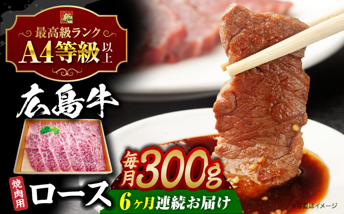 【全6回定期便】広島牛 ロース肉 焼肉用 300g 三次市 / 広島三次ワイナリー [APAZ079]