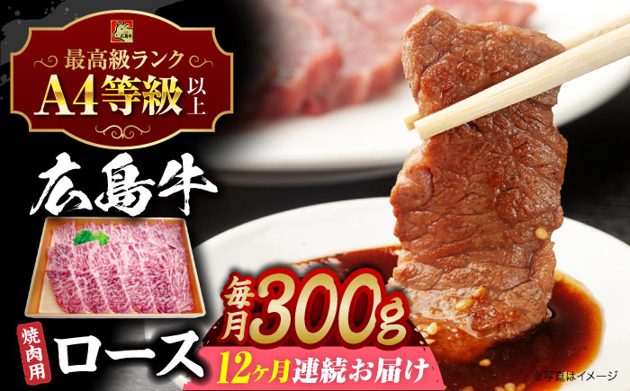 【全12回定期便】広島牛 ロース肉 焼肉用 300g 三次市 / 広島三次ワイナリー [APAZ080]