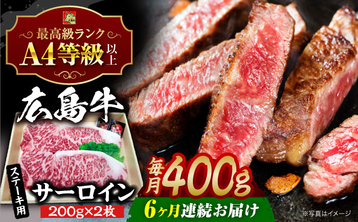 【全6回定期便】広島牛 サーロイン ステーキ用 400g （200g×2枚） 三次市 / 広島三次ワイナリー [APAZ083]