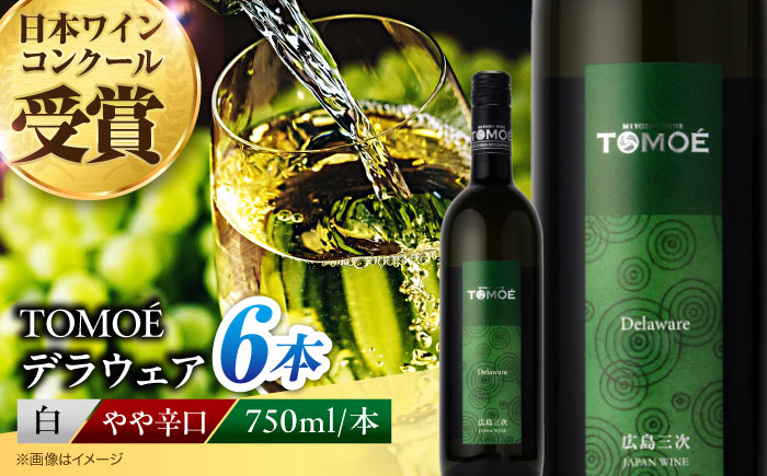 TOMOEデラウェア 白ワイン やや辛口 750ml×6本 ワイン 受賞 ギフト 広島 人気 おうち ディナー ランチ お酒 パーティー わいん 三次市 / 広島三次ワイナリー [APAZ091]