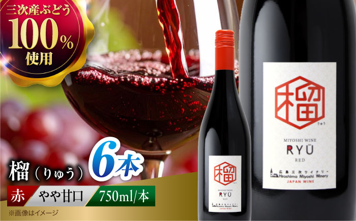 榴 ~りゅう~ RYU 750ml×6本 赤ワイン ワイン やや甘口 ギフト 広島 三次 酒 国産ワイン 日本ワイン 三次市 / 広島三次ワイナリー [APAZ135]