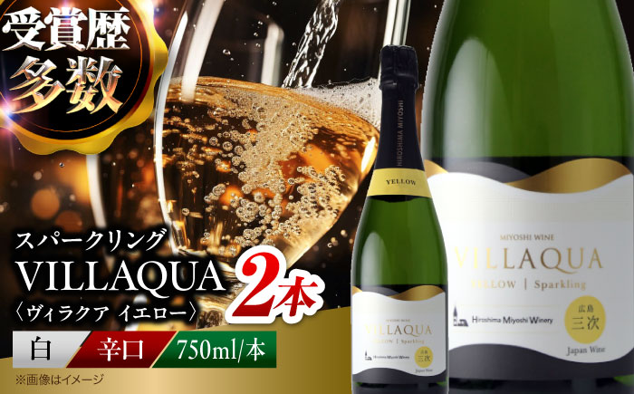 VILLAQUA -イエロー- 750ml×2本 白ワイン ワイン スパークリングワイン 発泡性 辛口 ギフト 広島 三次 酒 三次市 / 広島三次ワイナリー [APAZ149]
