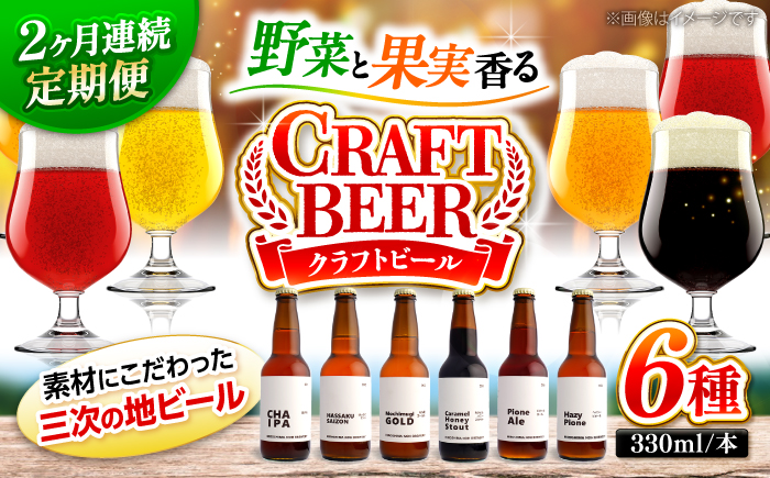 【全2回定期便】クラフトビール 地ビール 6種類（ピオーネ2種、はっさく、はちみつ、もち麦、お茶）三次市/なちゅbio [APCA003]