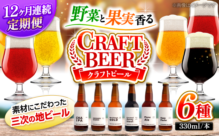 【全12回定期便】クラフトビール 地ビール 6種類（ピオーネ2種、はっさく、はちみつ、もち麦、お茶）三次市/なちゅbio [APCA006]