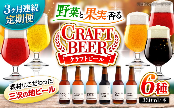 [全3回定期便]クラフトビール 地ビール 6種類(ピオーネ2種、はっさく、はちみつ、もち麦、お茶)三次市/なちゅbio [APCA004]