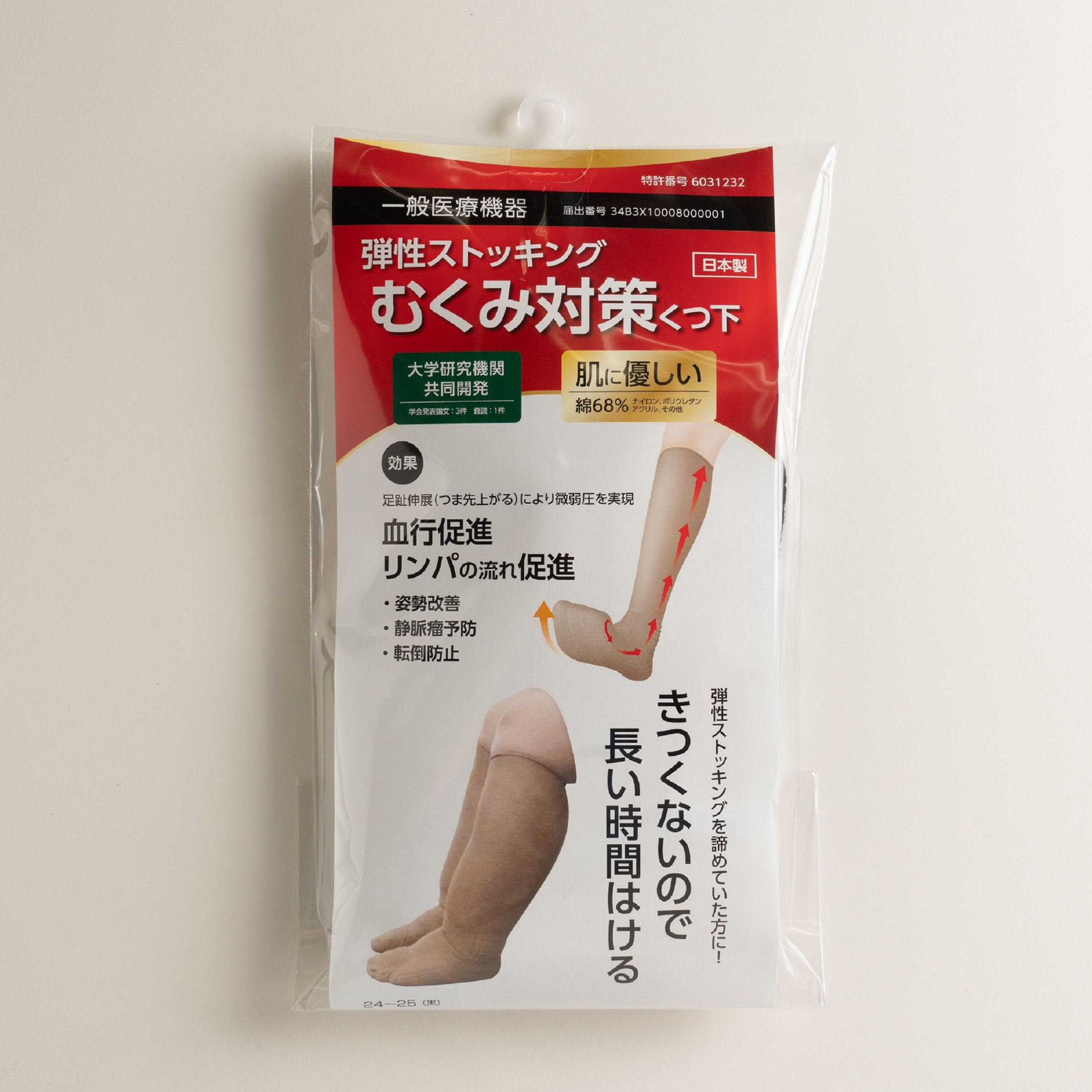 転倒予防2足組むくみ対策くつ下　白24～25cm