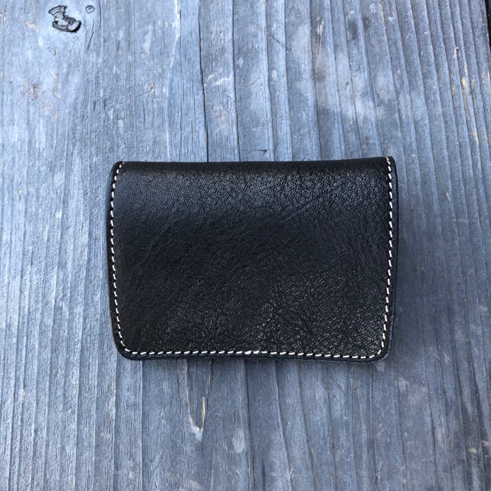 広島ジビエレザー　鹿革ボックス型二つ折りコインケース【01ブラック】