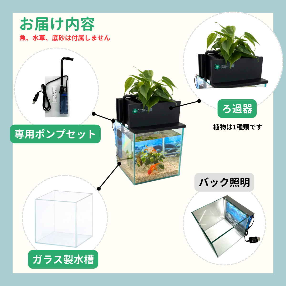 せせらぎビオトープ　20cm型基本＋照明セット