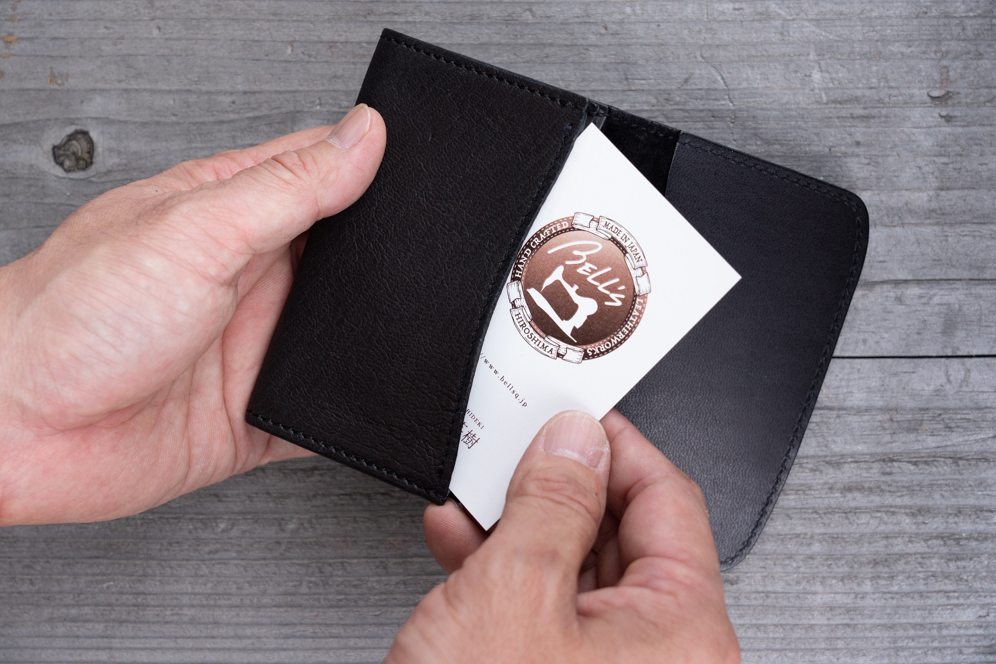 広島ジビエレザー　東広島産天然鹿革　本革名刺入れ　カード入れにもおすすめ【01ブラック】