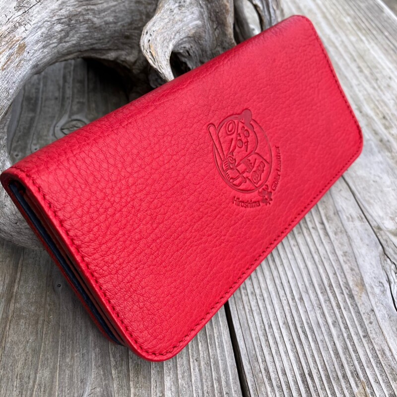 【広島ジビエレザー×広島東洋カープ】東広島産鹿革使用☆柔らかくて使いやすいスタンダードな長財布　カープ坊や