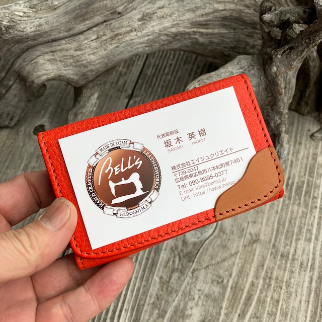 【広島ドラゴンフライズ×ベルズスクエア】コラボ　東広島産鹿革使用☆鹿革名刺入れ　初対面でも印象に残る◎