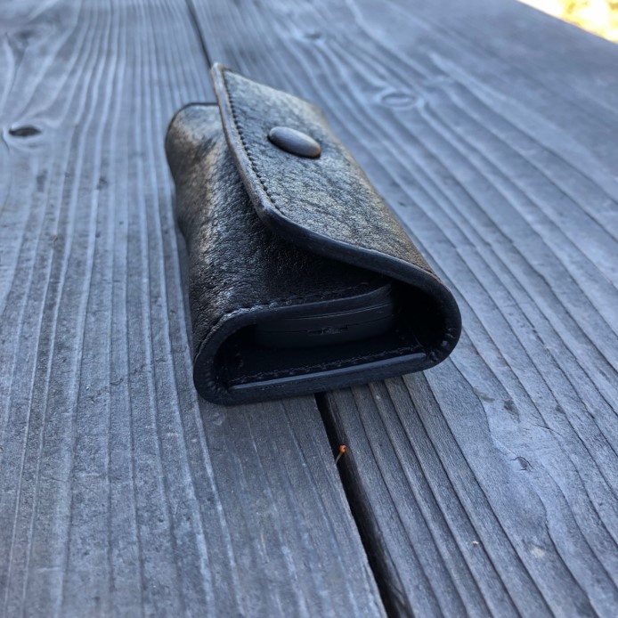 広島ジビエレザー鹿革コンパクトキーケース【01ブラック】