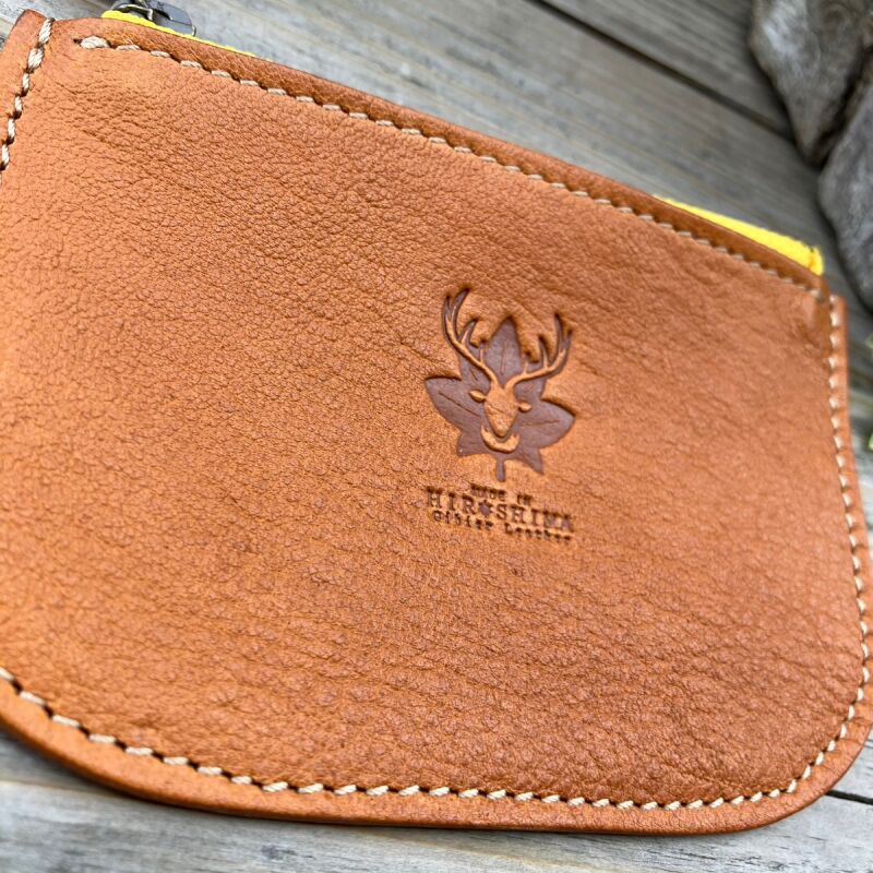 広島ジビエレザー　東広島産天然鹿革　本革ファスナー小銭入れ お札もカードも入るコインケース　【02キャメル】