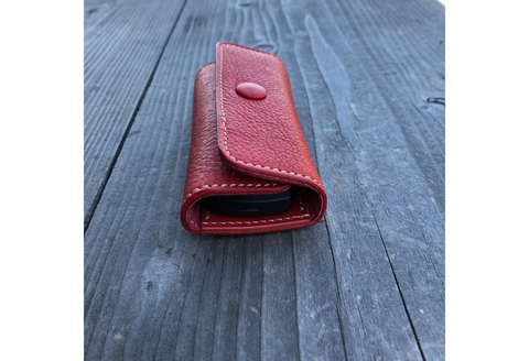 広島ジビエレザー鹿革コンパクトキーケース【03レッド】