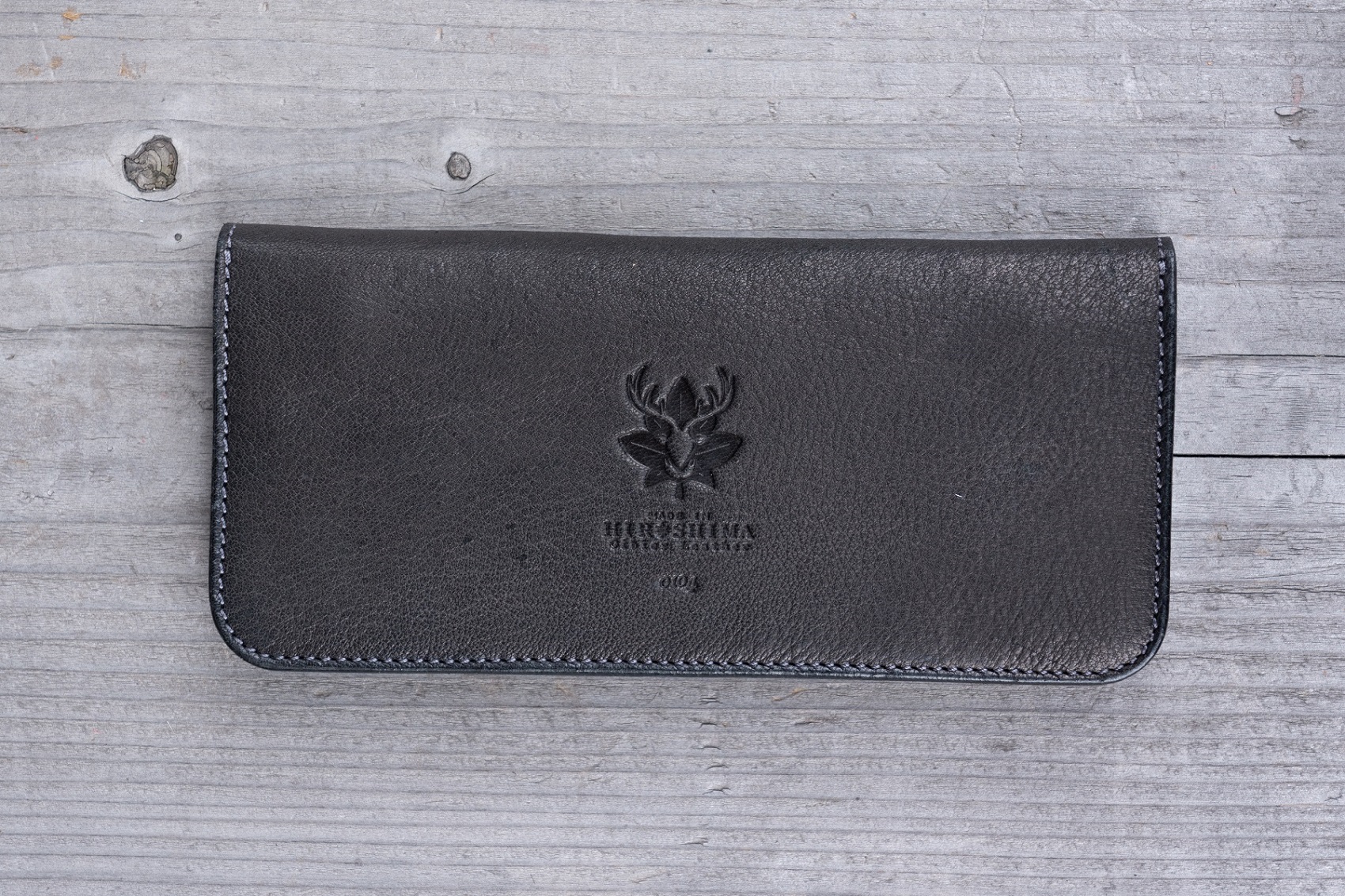 広島ジビエレザー東広島産天然鹿革　軽くて柔らかく手使いやすい本革スタンダード長財布【01ブラック】