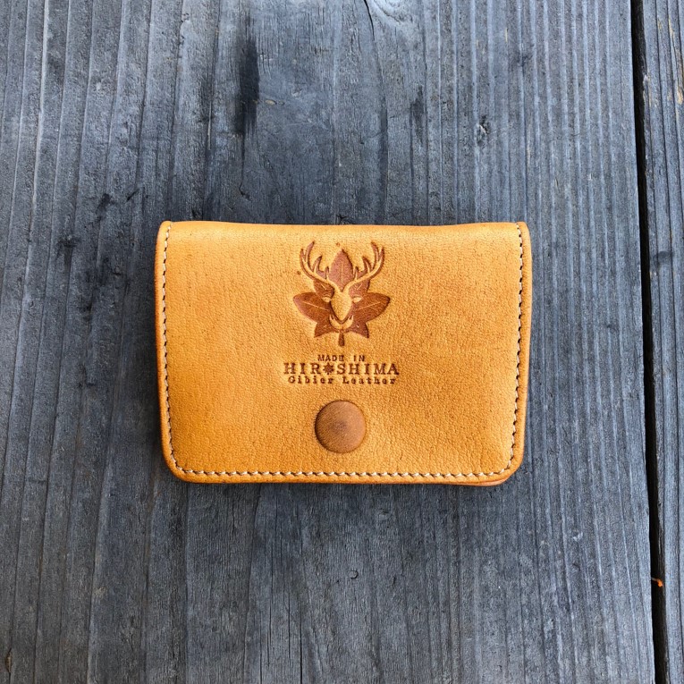 広島ジビエレザー　鹿革ボックス型二つ折りコインケース【02キャメル】