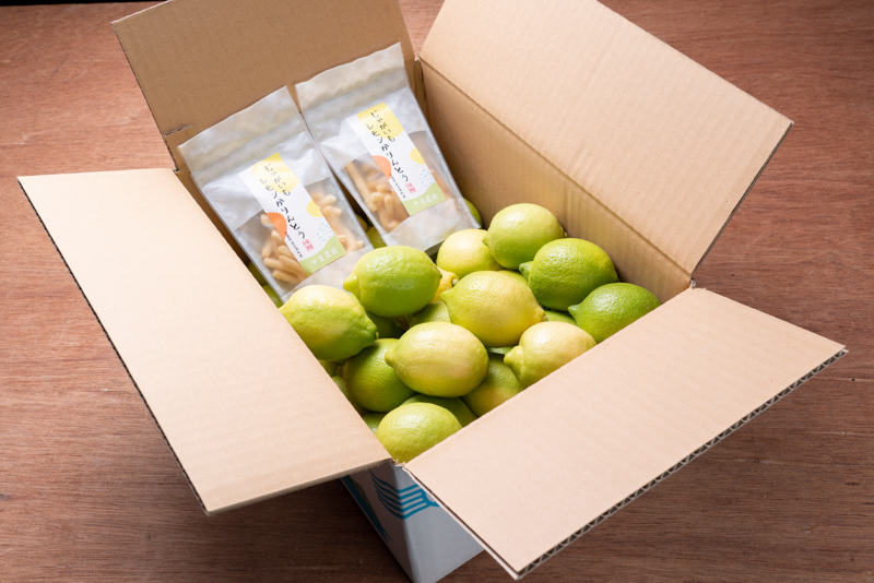 ワックス・防腐剤不使用の皮ごと使えるレモン4㎏とかりんとう2袋セット 【配送時期：9月上旬～4月下旬】