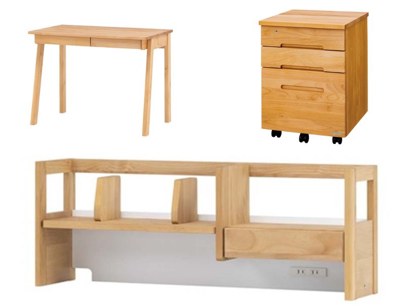 学習デスク3点セット(フィーロ 本体・上棚・3000ワゴン)