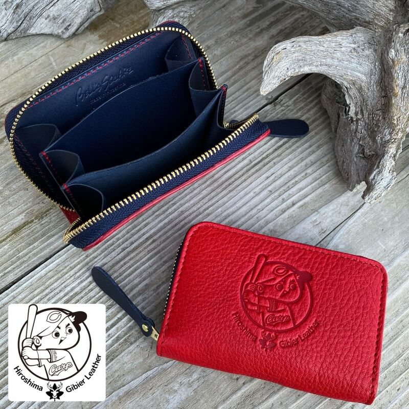 【広島東洋カープ×広島ジビエレザー】東広島産天然鹿革ラウンドファスナーミニ財布-上品なジビエ鹿革＆スムーズ開閉！ポケットにすっぽり収まる贅沢な逸品