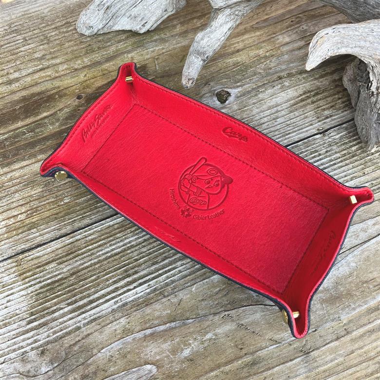 【広島ジビエレザー×広島東洋カープ】東広島産鹿革使用☆メガネや鍵を入れておくのにとっても便利なレザートレー　カープ坊や