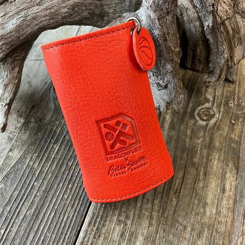 【広島ドラゴンフライズ×ベルズスクエア】コラボ　東広島産鹿革使用☆5連キーケース　カードも収納OK！大きめサイズで収納◎