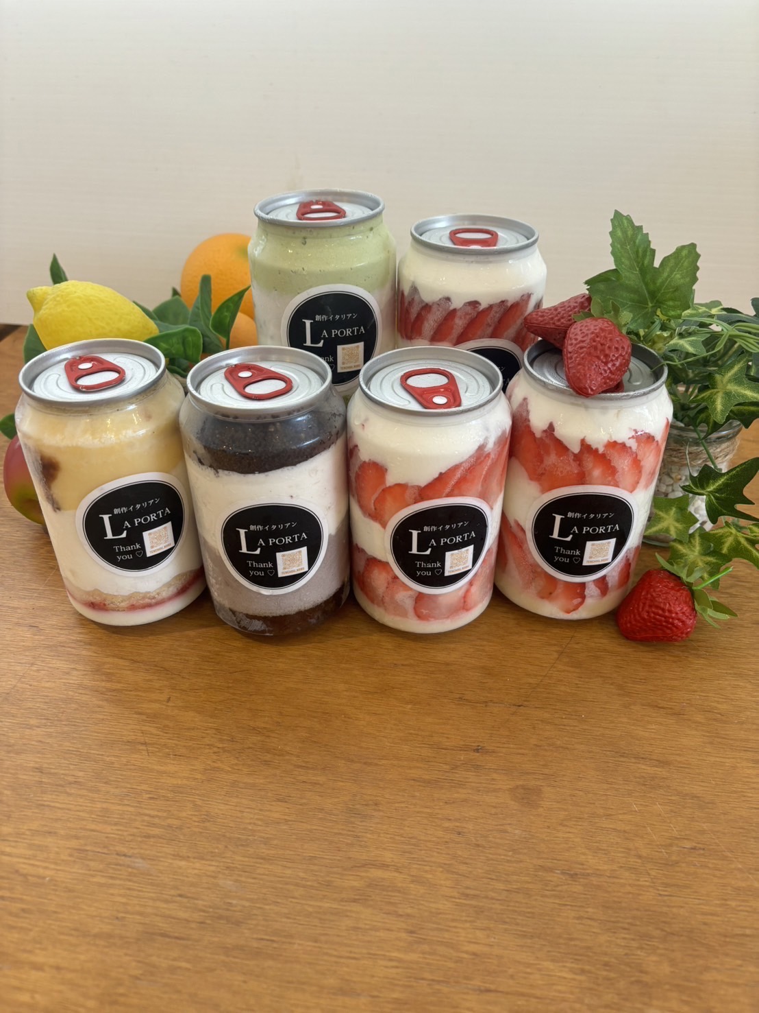 ドルチェ缶（苺、ティラミス、カスタード＆ホイップ、抹茶あずきクリーム）　6本セット