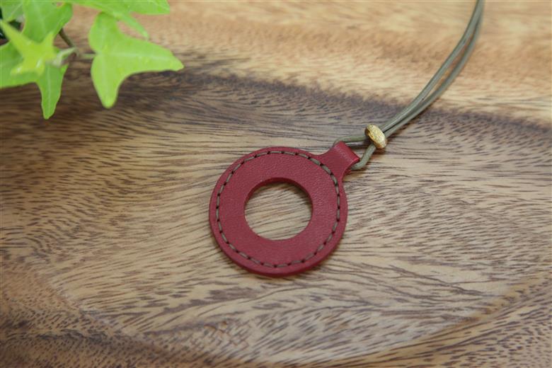 レザーグラスホルダー(ステッチ有）赤