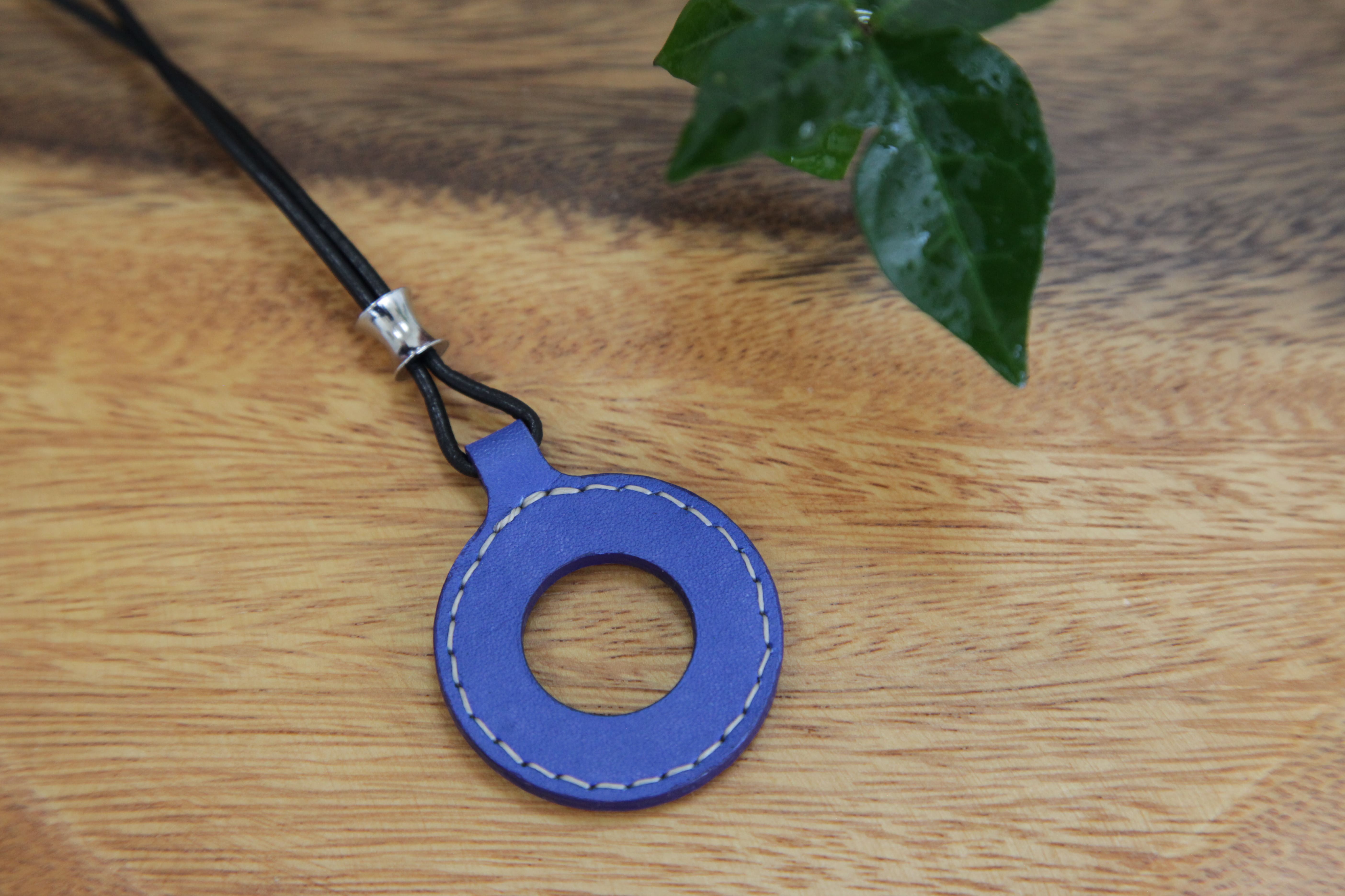 レザーグラスホルダー(ステッチ有）青