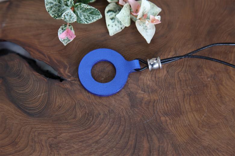 レザーグラスホルダー(ステッチ無）青