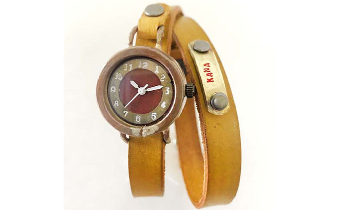 HR24の手作り時計　F（女性用）黄茶