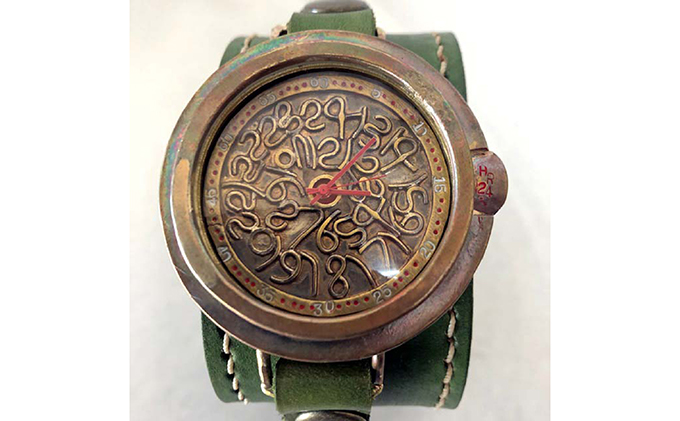HR24の大型サイズ手作り時計　H（男性用）オリ－ブ