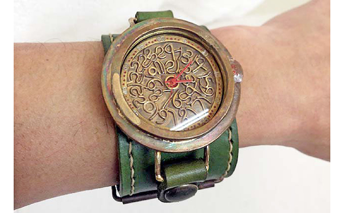 HR24の大型サイズ手作り時計　H（男性用）オリ－ブ