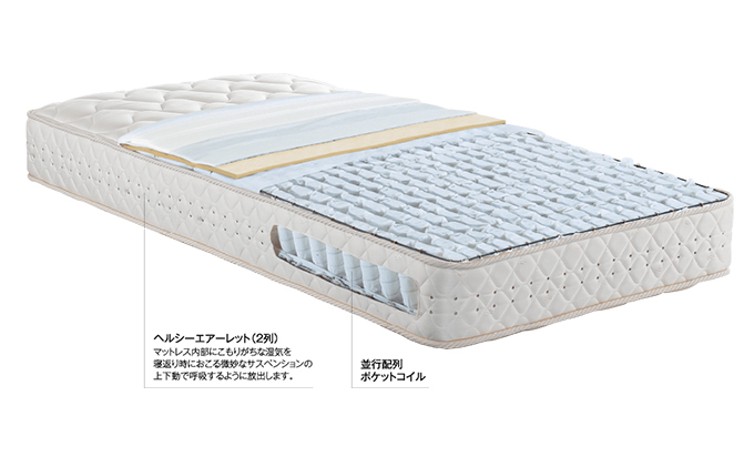 マットレス 寝具 アレルリーフ ドリームベッド DREAM POCKET PARALLEL（F1-P）DX セミダブル 【配達不可：北海道・沖縄・離島】