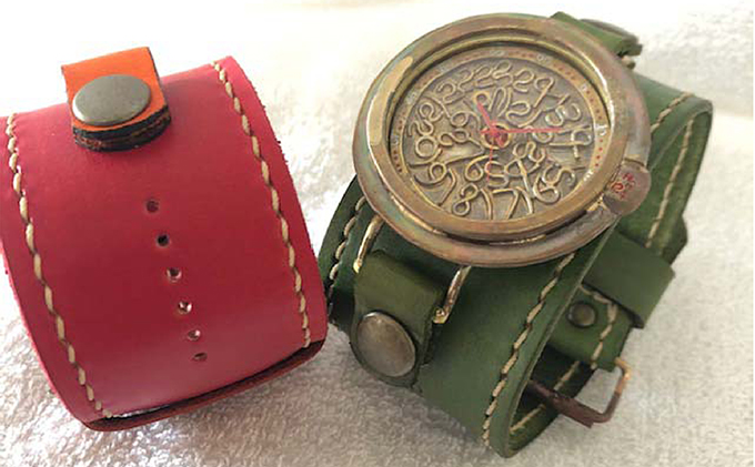 HR24の大型サイズ手作り時計　H（男性用）オリ－ブ